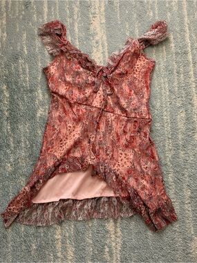 Kimchi Blue Women’s Pink Paisley Lace-Trim Tank Top